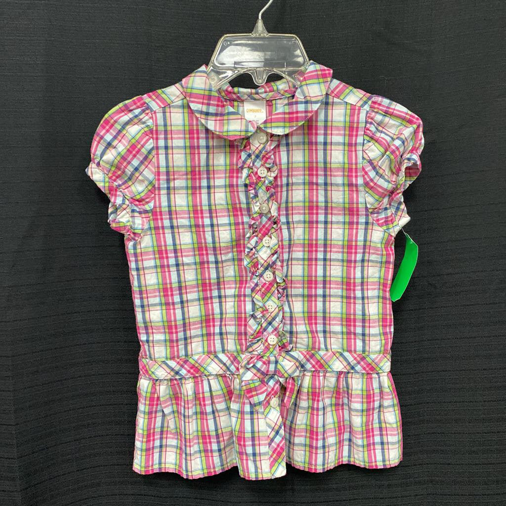 Plaid button top