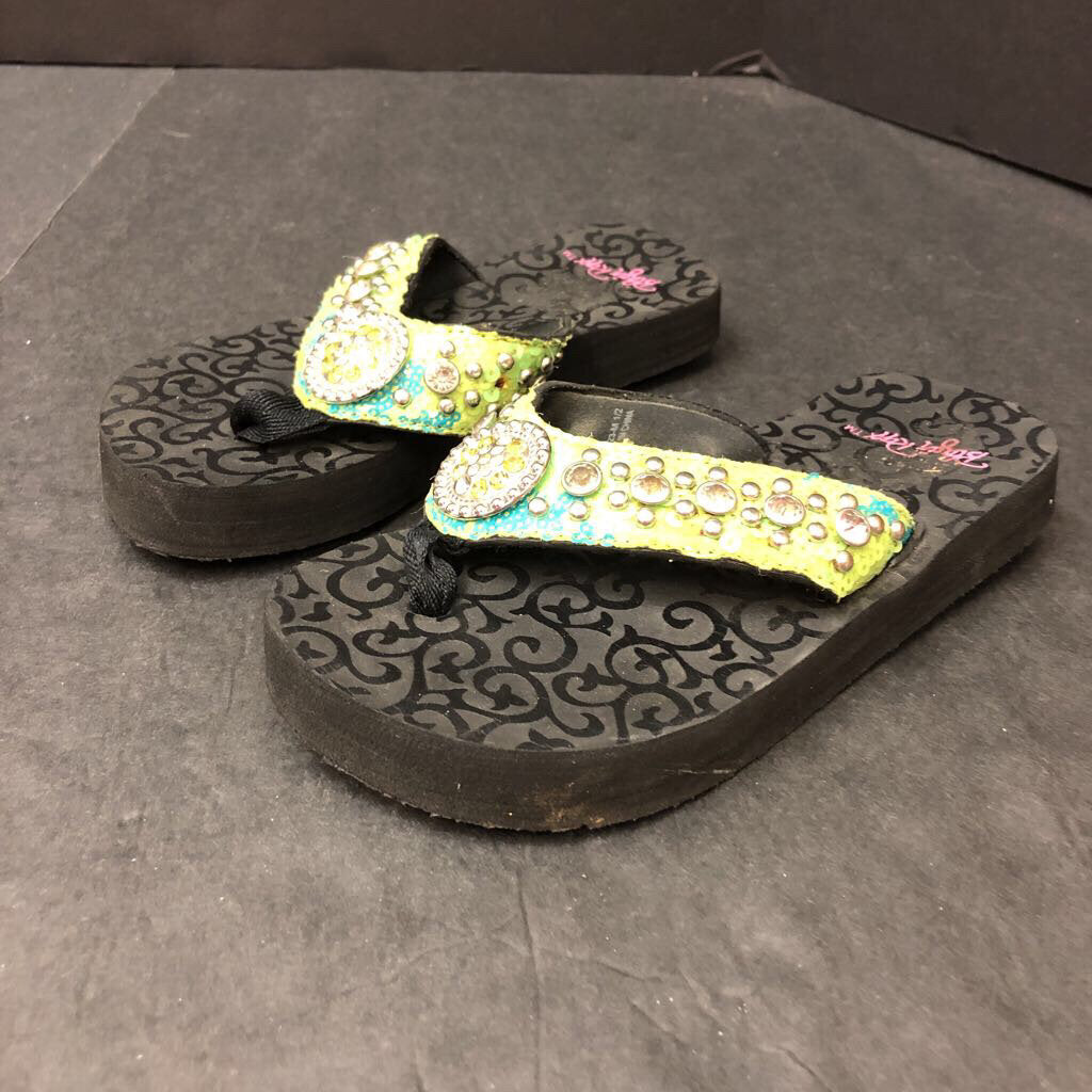 Girls Rhinestone Flip Flops