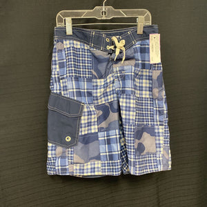 Plaid Swim Trunks