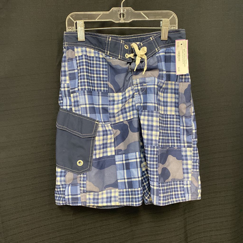 Plaid Swim Trunks
