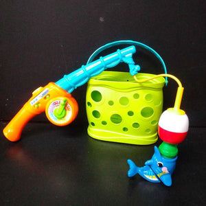 Jiggle & Giggle Fishing Set Fishing Pole w/Basket & Sea Creatures Battery Operated