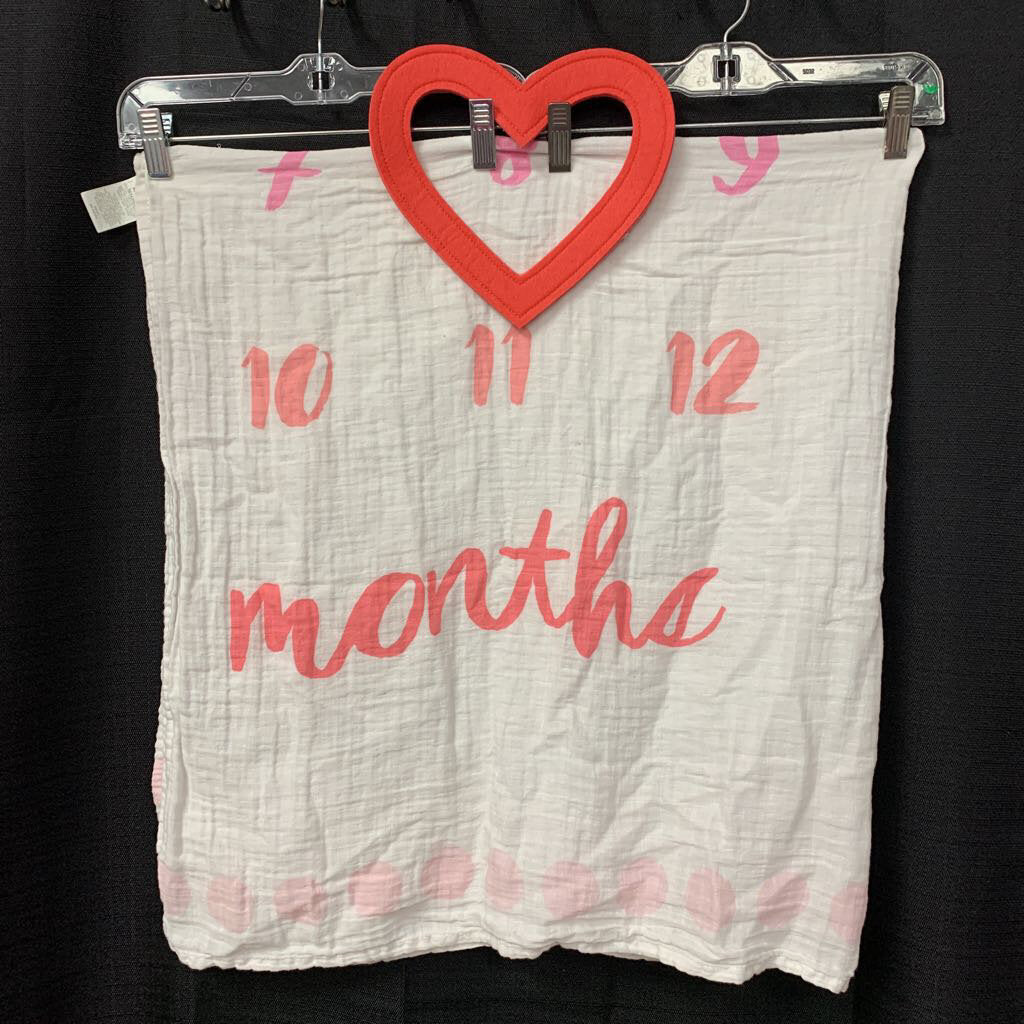 Heart Baby Girl Milestone Blanket