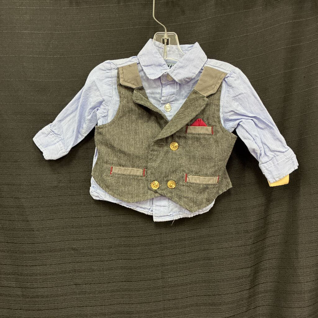 Button Down Shirt w/Vest (Little Lad)