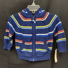 Load image into Gallery viewer, Striped Hooded Zipped Sweatshirt
