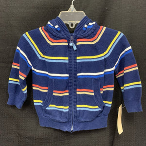 Striped Hooded Zipped Sweatshirt