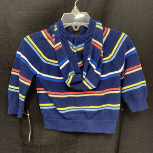 Striped Hooded Zipped Sweatshirt