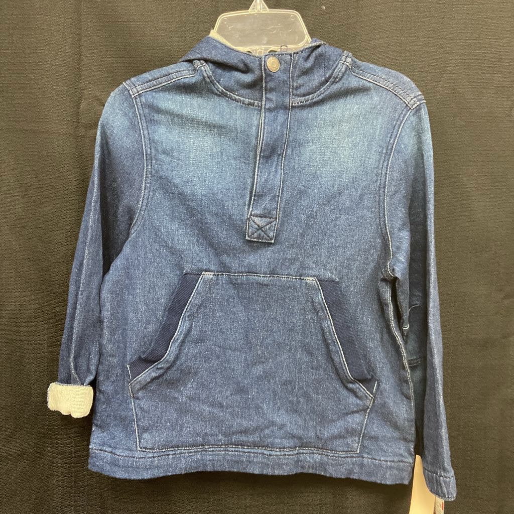 Denim Hooded Zipped Sweatshirt (NEW)