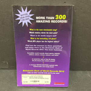 Book of World Records 2012 (Scholastic Facts) -educational paperback