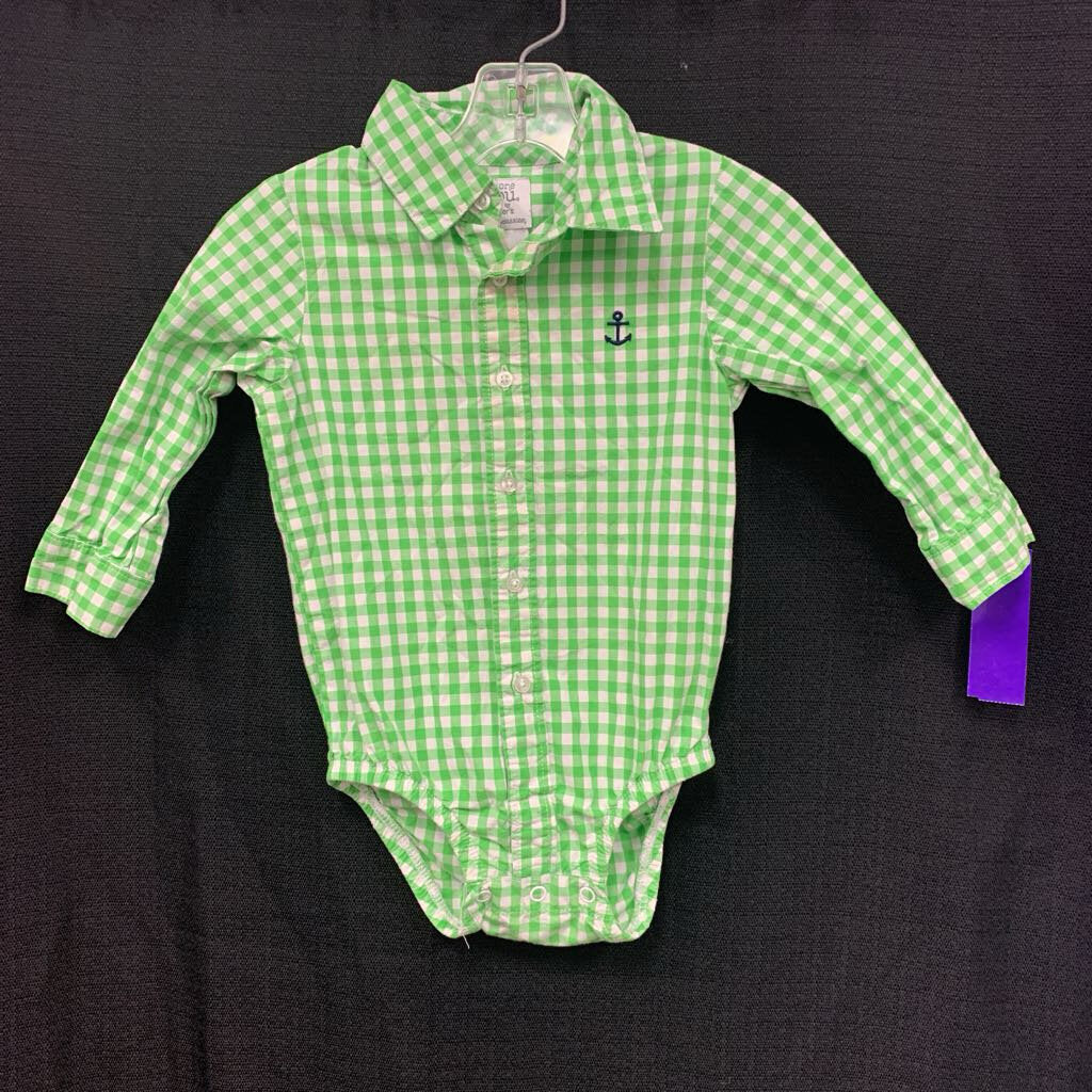 Plaid polo onesie
