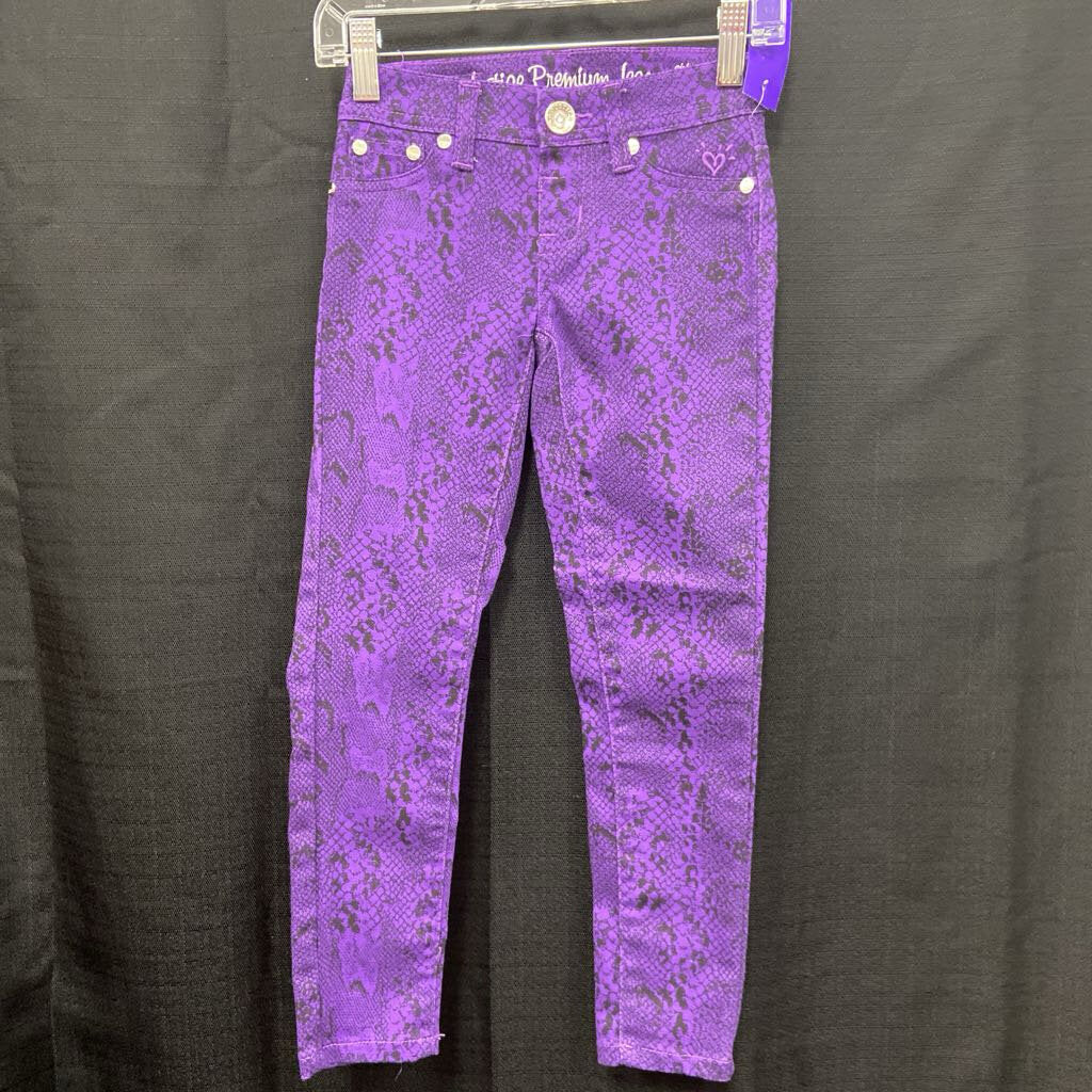 Snake Print Denim Pants