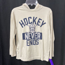 Load image into Gallery viewer, &quot;Hockey never ends&quot; hooded shirt
