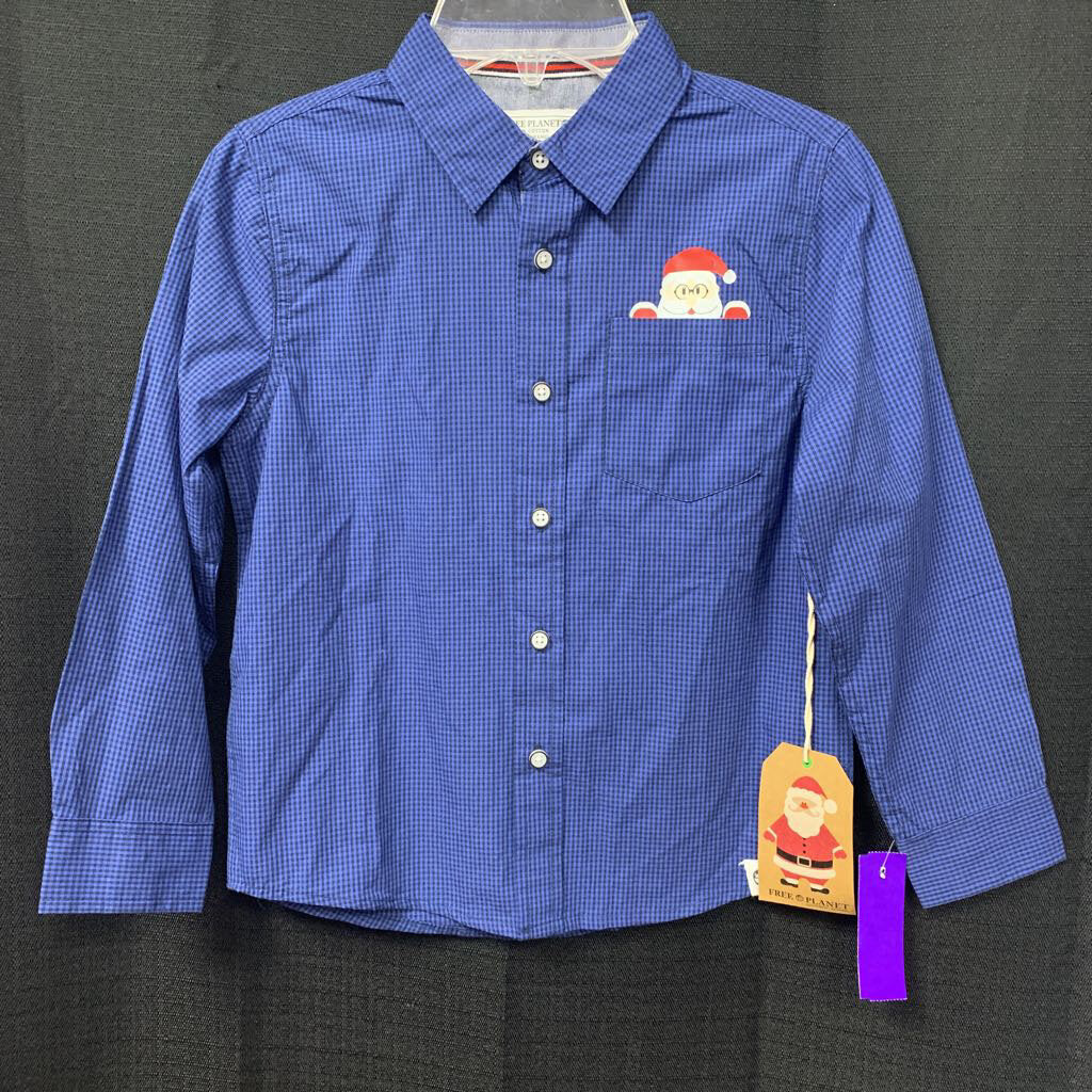 Santa button down Christmas shirt (NEW)