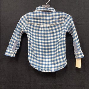 Stripe/plaid button reversible shirt