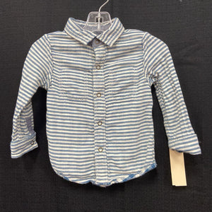 Stripe/plaid button reversible shirt