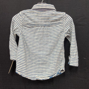 Stripe/plaid button reversible shirt
