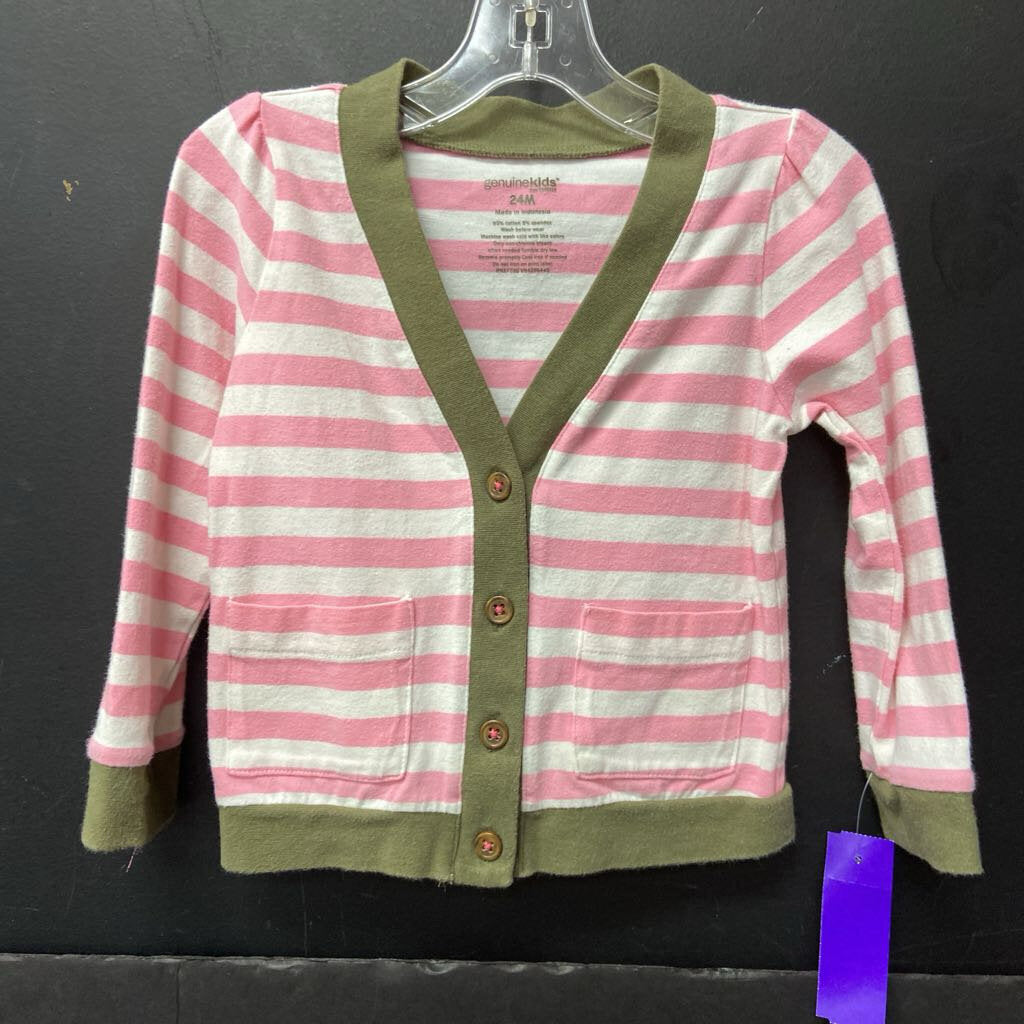 Stripe button cardigan