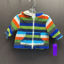 Load image into Gallery viewer, Striped hooded zip sweatshirt
