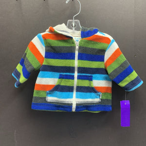 Striped hooded zip sweatshirt