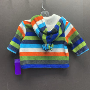 Striped hooded zip sweatshirt