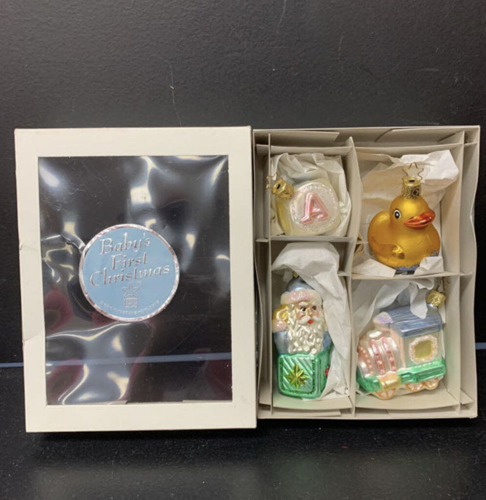 4pc Baby's First Christmas Ornament Set (Inge's Christmas Heirlooms)