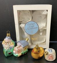 Load image into Gallery viewer, 4pc Baby&#39;s First Christmas Ornament Set (Inge&#39;s Christmas Heirlooms)
