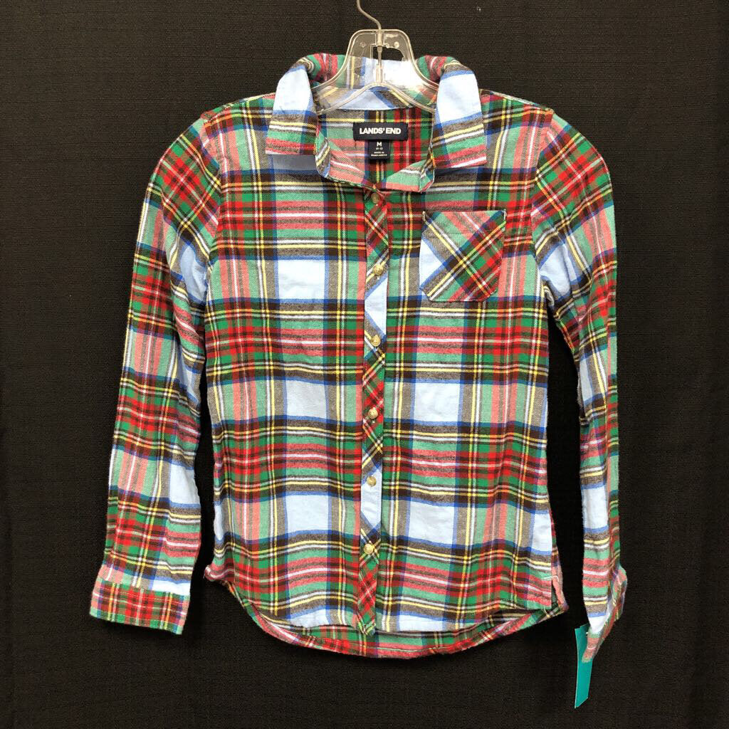 plaid button down top
