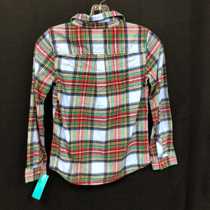 plaid button down top