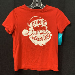 "don't stop believing" christmas santa tshirt