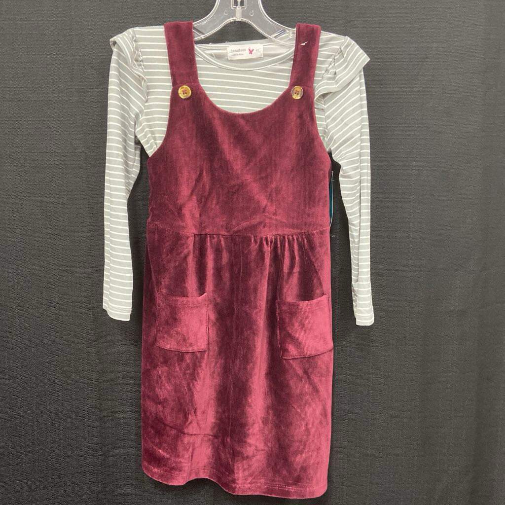 2pc Dress w/Pockets & striped top