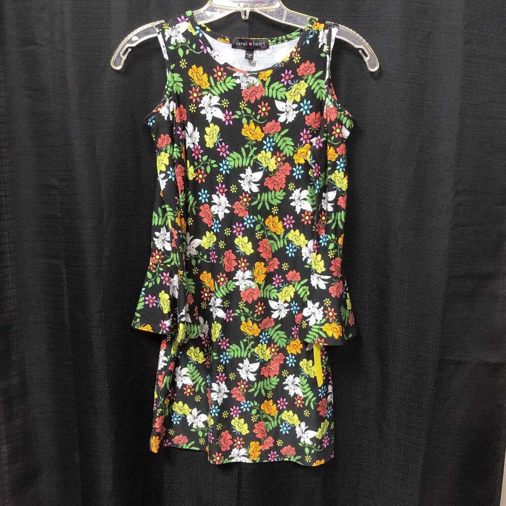 Floral cold shoulder dress