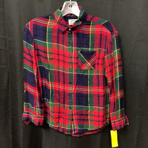 Plaid button down top