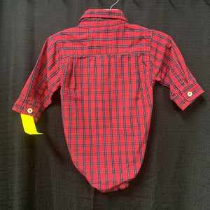 plaid button down onesie