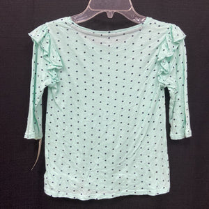 Polka Dot Ruffle T-Shirt Top