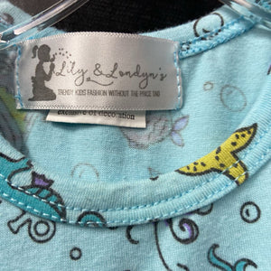 ruffled sleeve casual dress with mermaid octopus & fish pattern