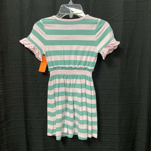 ruffled sleeve casual striped pattern dress