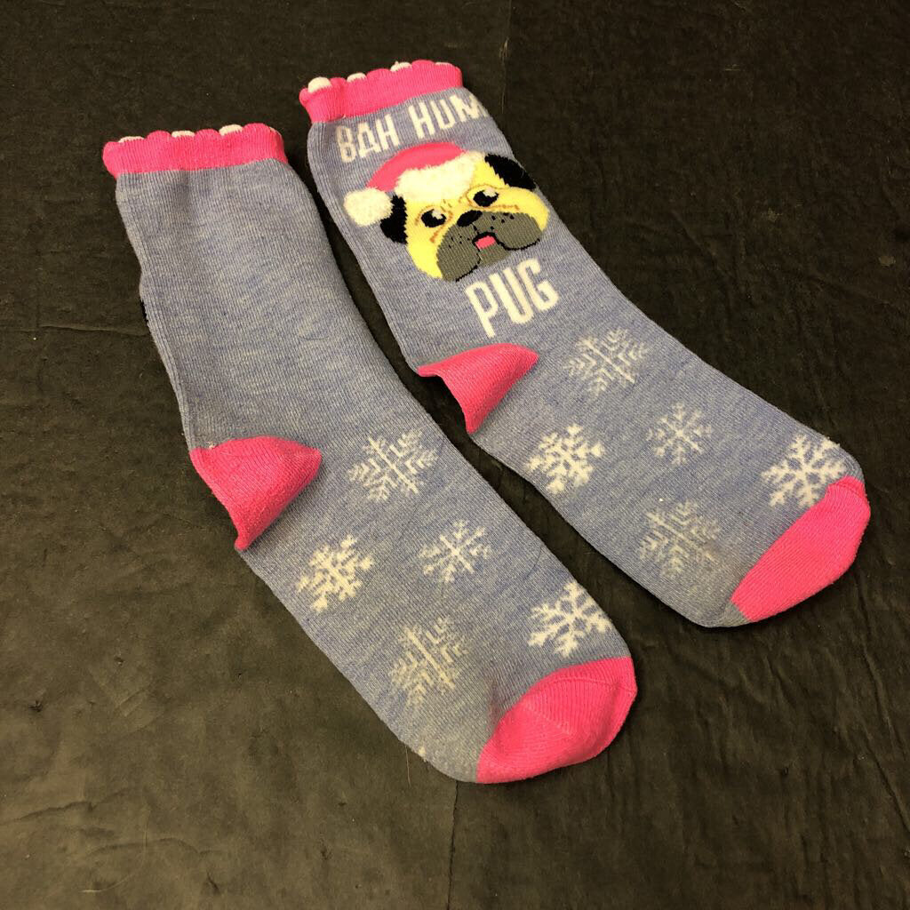 Girls Pug Christmas Socks