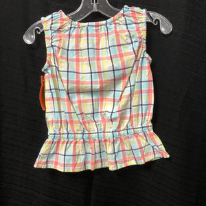 plaid ruffle bottom top