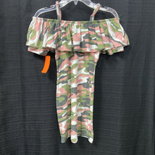 Load image into Gallery viewer, camouflaged ruffle top dress
