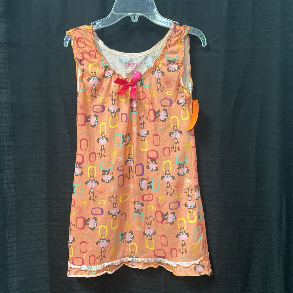 monkeys sleep dress w/bow