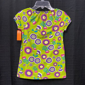 flower pattern tunic top w/ bow