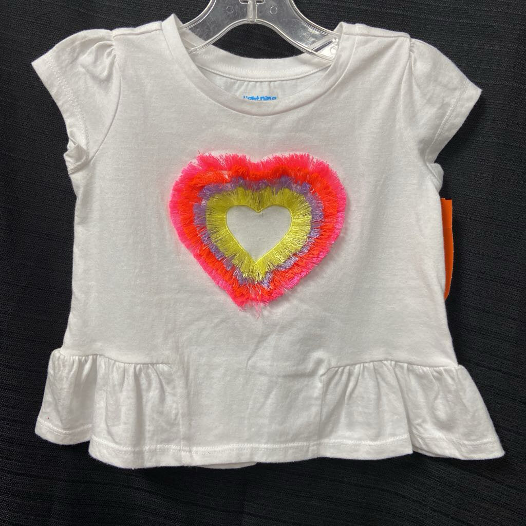 shaggy heart ruffle bottom top