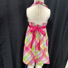 Load image into Gallery viewer, plaid halter dress w/ flowers
