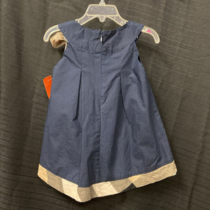 zippered pinafore dress plaid trim
