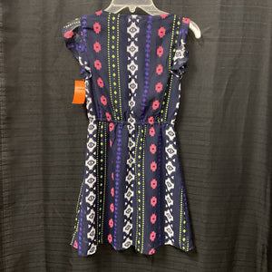 ruffle front patterned dress