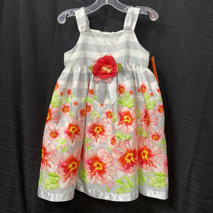 striped & floral print dress