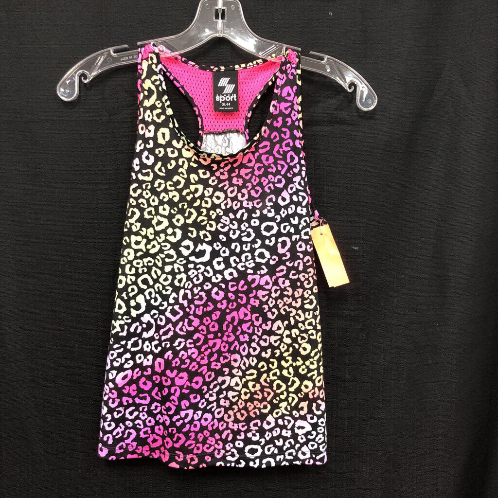 neon leopard print racer back top (PLACE sport)