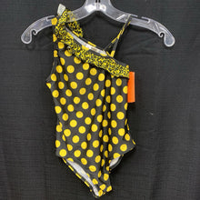 Load image into Gallery viewer, leopard ruffle neck dots swim suit
