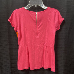 button sleeve zipper back top