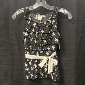ruffle front blouse top w/ bows