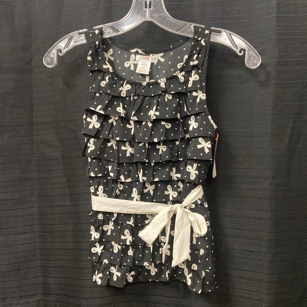 ruffle front blouse top w/ bows